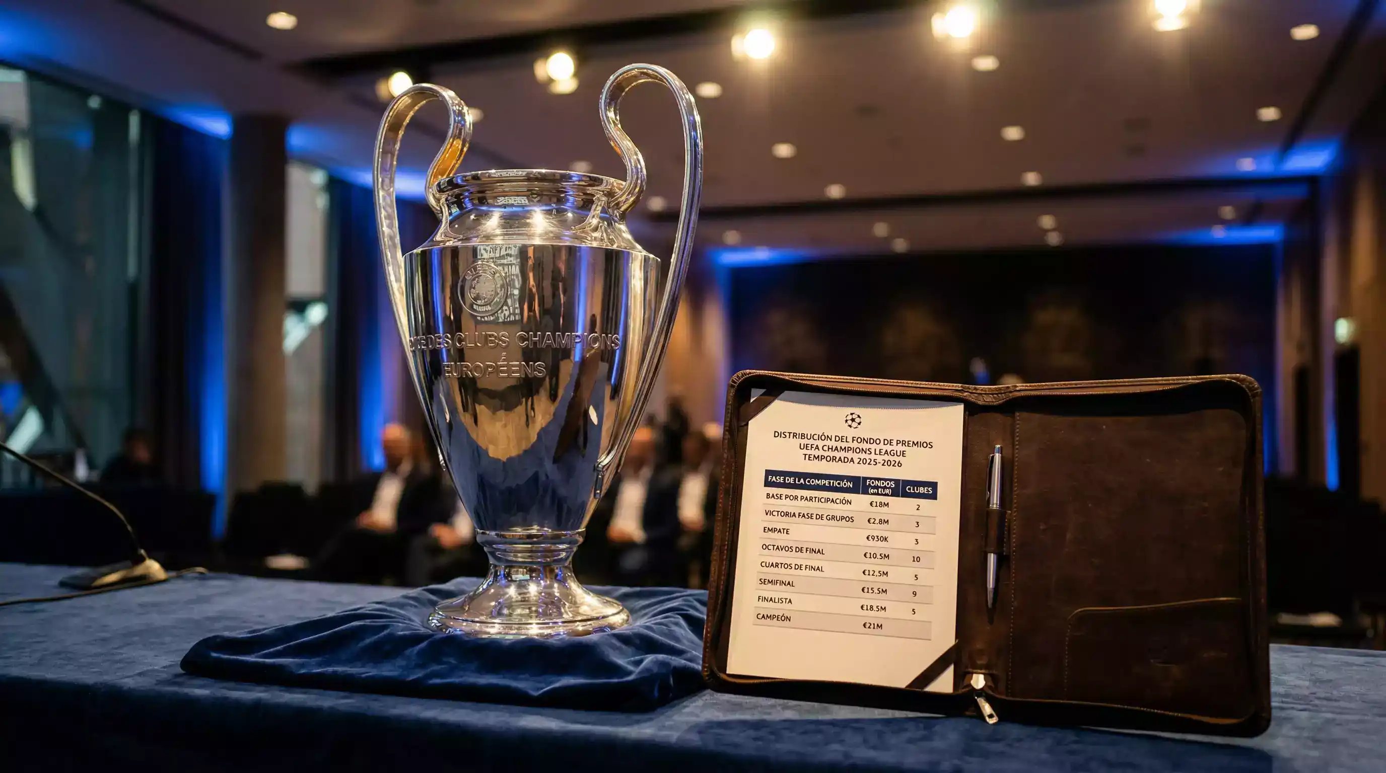Reparto de premios de la Champions League 2025-2026 entre clubes participantes